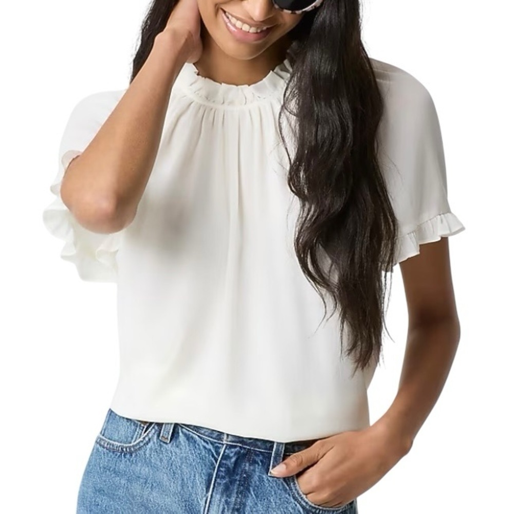 J. Crew Women’s Short Sleeve Ruffle Sleeve Blouse Top NWT XXL Ivory